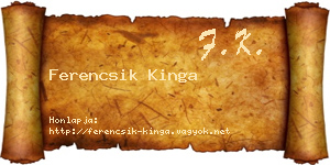 Ferencsik Kinga névjegykártya